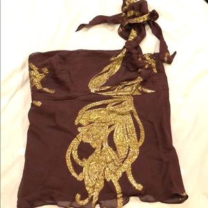 Banana Republic Brown and Gold Blouse